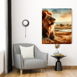 Vattenfärg Lejon på Savannah Canvastryck