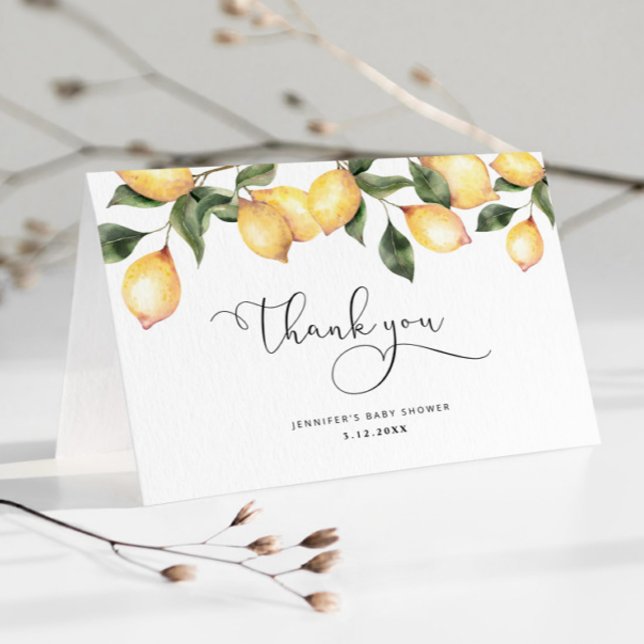 Vattenfärg lemon baby shower tackkort (Skapare uppladdad)