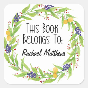 Vattenfärg Lemon Berry Wandeandregistreringsskylt Fyrkantigt Klistermärke