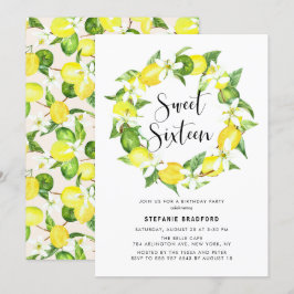 Vattenfärg Lemon Blommar Utandning 16 Party Inbjudningar