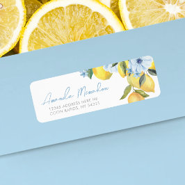 Vattenfärg Lemon & Blommiga Returadressetiketter Returadress Etikett
