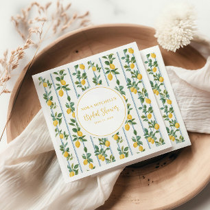 Vattenfärg Lemon Bröllopsdusch Italiensk Vintage Pappersservett