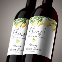 Vattenfärg Lemon Bröllopsdusch Vine Etikett