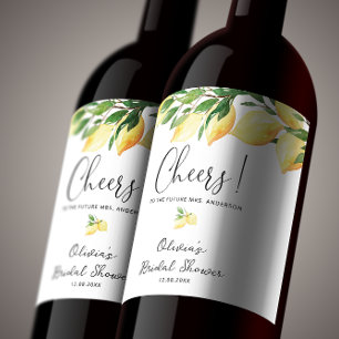 Vattenfärg Lemon Bröllopsdusch Vine Etikett