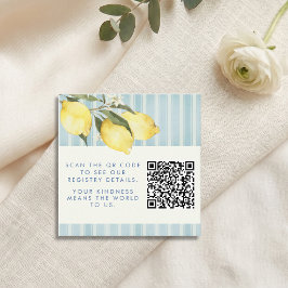 Vattenfärg Lemon Citrus Bröllopsdusch Presentlista Tilläggskort