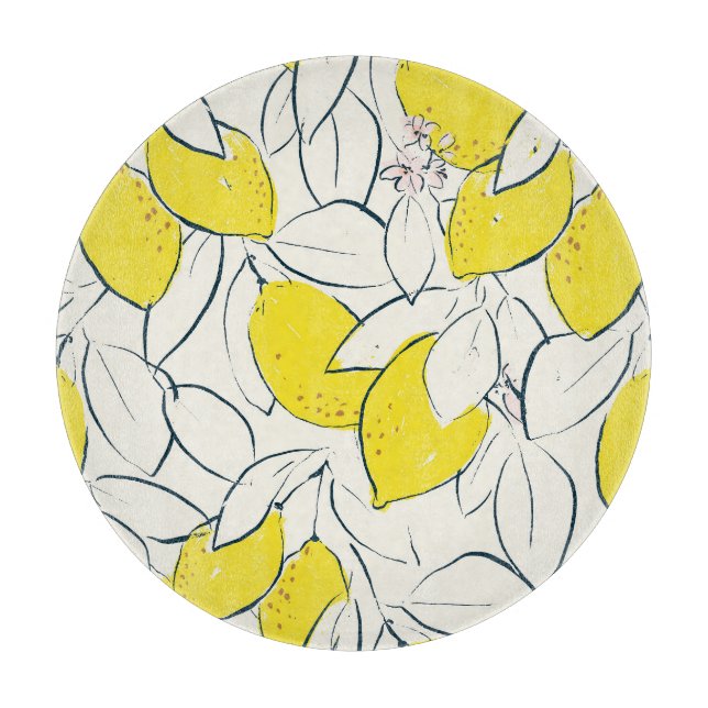 Vattenfärg Lemon Citrus Seamless Mönster (Framsidan)