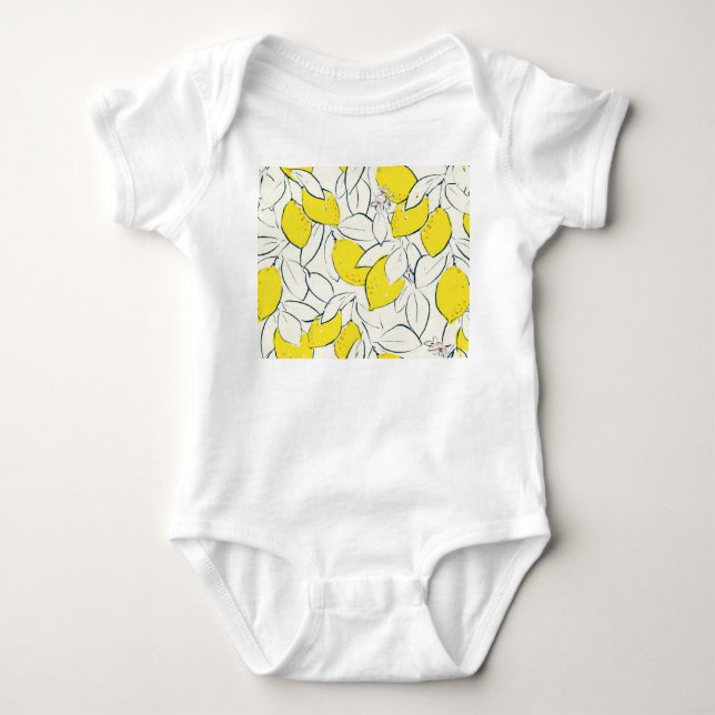 Vattenfärg Lemon Citrus Seamless Mönster T Shirt (Framsida)