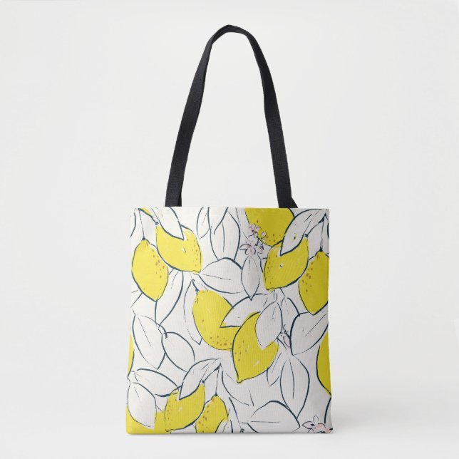 Vattenfärg Lemon Citrus Seamless Mönster Tygkasse (Framsida)