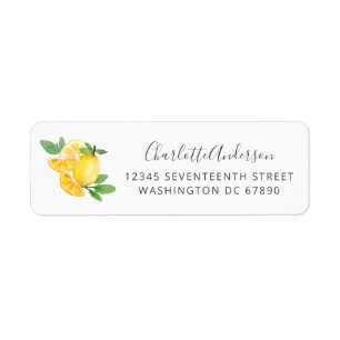 Vattenfärg Lemon enkel Returadress Etikett