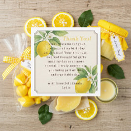 Vattenfärg Lemon Födelsedagsfest Tacksamhetskort Tack Kort