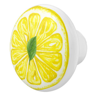 Vattenfärg Lemon Fruit Slice med Lemon Löv Knopp