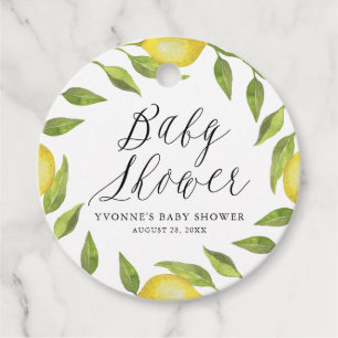 Vattenfärg Lemon Greenery WandeBaby Shower Gåvor Etiketter