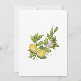 Vattenfärg Lemon Gren med blommor - botaniskt Inbjudningar