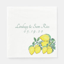 Vattenfärg Lemon  Knippe Citrus Gul Bröllop