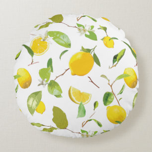 Vattenfärg Lemon & Löv 2 Rund Kudde