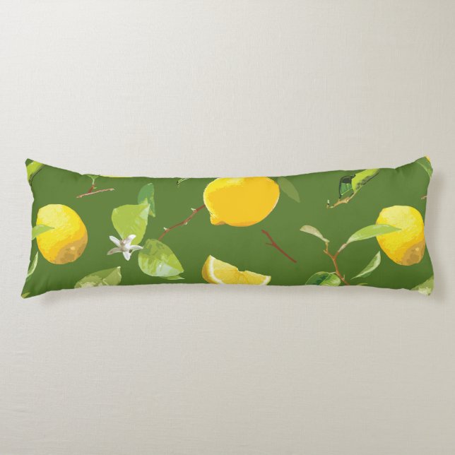 Vattenfärg Lemon & Löv 5 Kroppskudde (Framsidan)
