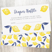 Vattenfärg Lemon Mönster Citrus Diaper Raffle