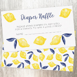 Vattenfärg Lemon Mönster Citrus Diaper Raffle Tilläggskort