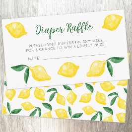 Vattenfärg Lemon Mönster Citrus Diaper Raffle Tilläggskort