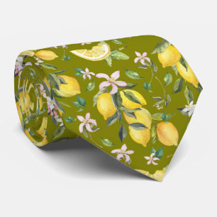 Vattenfärg Lemon Mönster Oliv grönt Frukt Slips