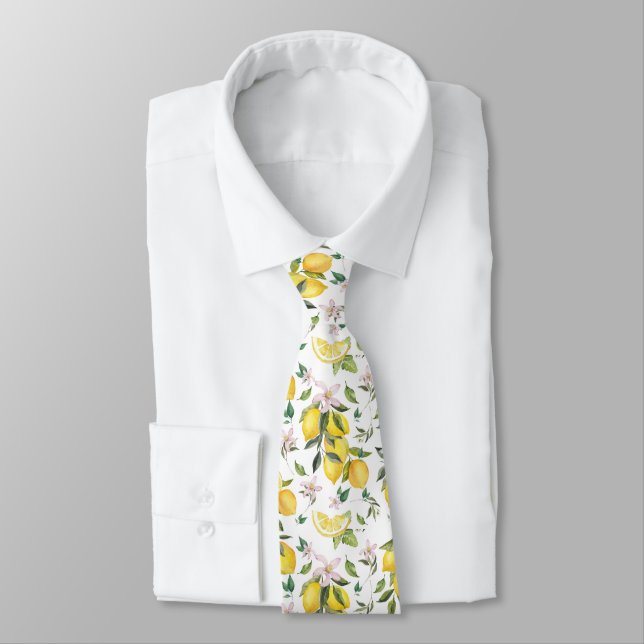 Vattenfärg Lemon Mönster White Fruit Slips (Bunden)