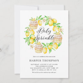 Vattenfärg Lemon Muffinsar Baby Sprinkle Inbjudningar