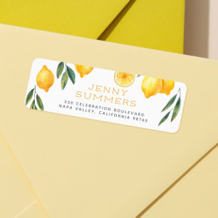 Vattenfärg Lemon Namn & Returadress Etikett