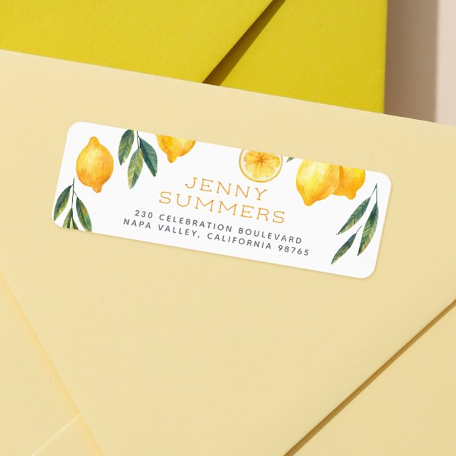 Vattenfärg Lemon Namn & Returadress Returadress Etikett (Return Address Label Mock-up)