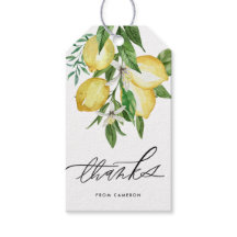 Vattenfärg Lemon och Blommar Birthday Tack