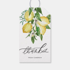 Vattenfärg Lemon och Blommar Birthday Tack Presentetikett