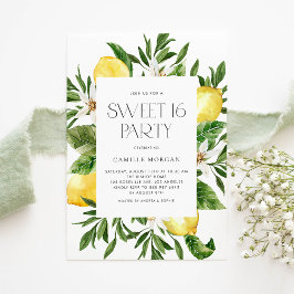 Vattenfärg Lemon Ram Botanical Sweet 16 Party Inbjudningar