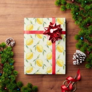 Vattenfärg Lemon Sommarmönster Presentpapper