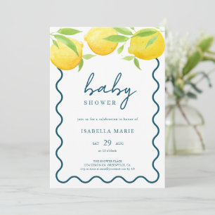 Vattenfärg Lemon Sommarnöjd Baby Shower Inbjudan