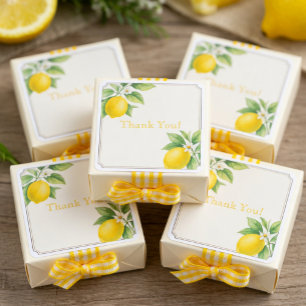 Vattenfärg Lemon Tack Fyrkantig Klistermärke