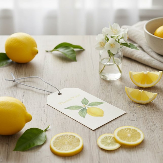 Vattenfärg Lemon Tack Presentetikett (Skapare uppladdad)