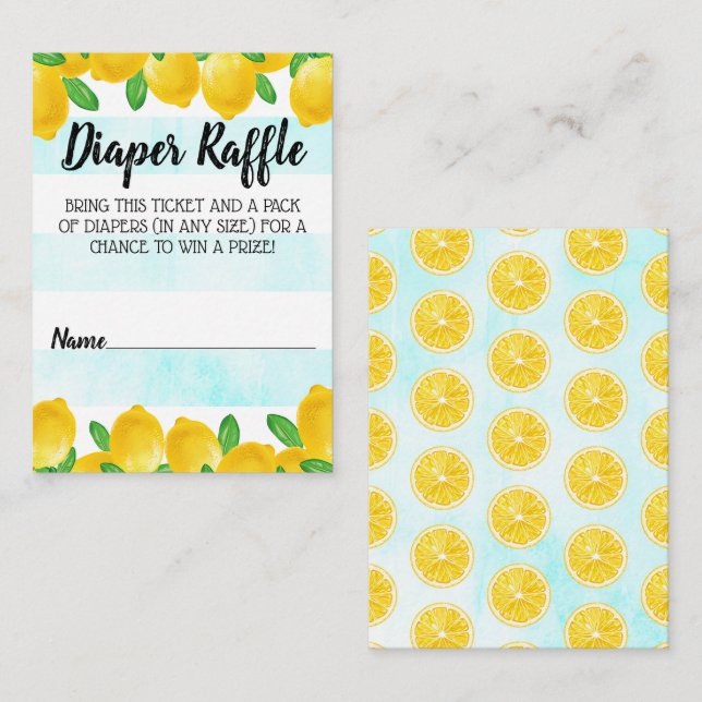 Vattenfärg Lemon Träd Baby Shower Raffle Tilläggskort (Fram/baksida)