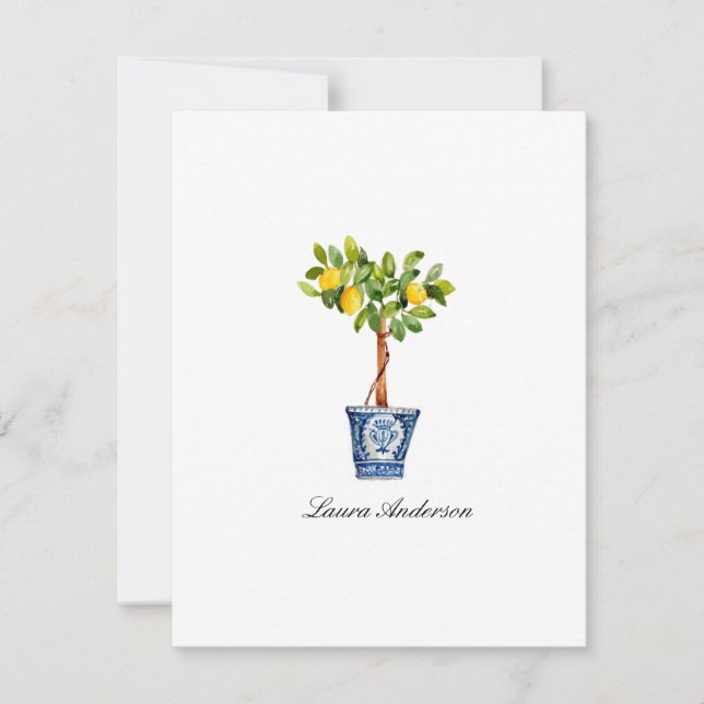 Vattenfärg Lemon Tree topiary platt Tackkort Tack Kort (Framsida)