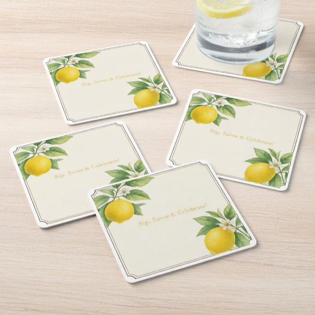 Vattenfärg Lemon Underlägg Papper Kvadrat (Skapare uppladdad)