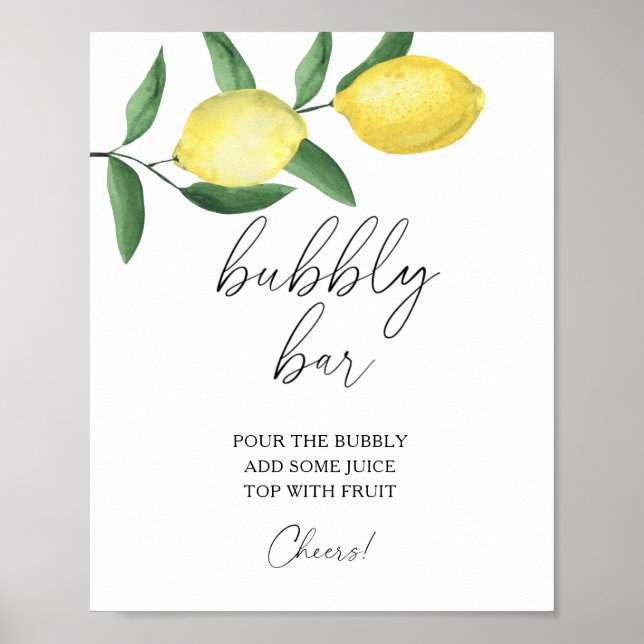 Vattenfärg lemoncitrus modern - bubblig bardisk poster (Framsidan)
