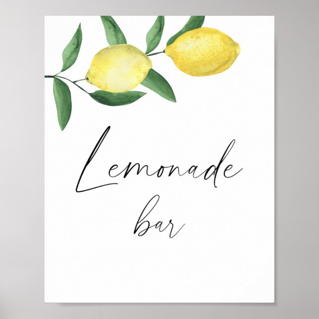 Vattenfärg lemoncitrus modern - lemonadbar poster (Framsidan)