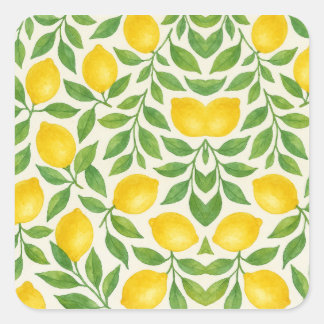 Vattenfärg Lemonmönster Fyrkantigt Klistermärke