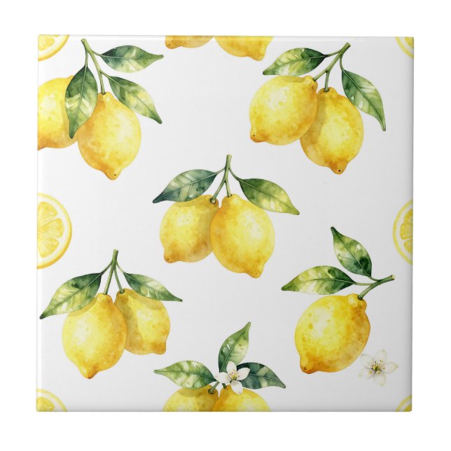 Vattenfärg Lemonmönster Kakelplatta (Framsidan)