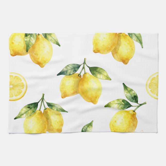 Vattenfärg Lemonmönster Kökshandduk (Horisontell)