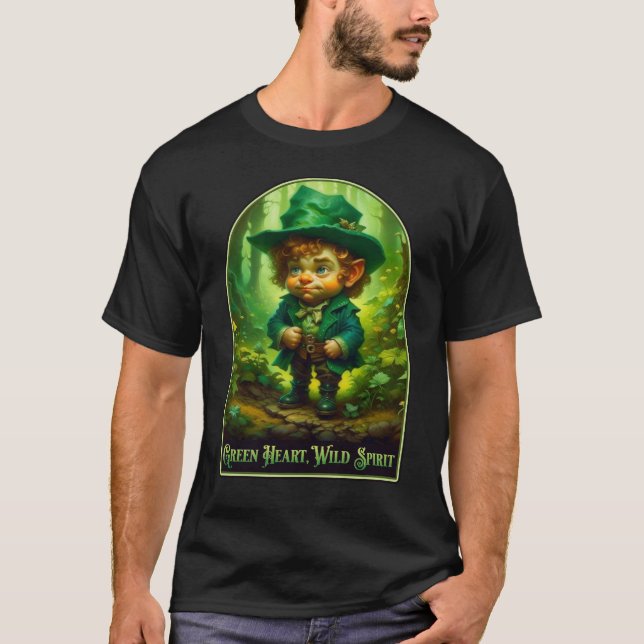 Vattenfärg Leprechaun Spirit T Shirt (Framsida)