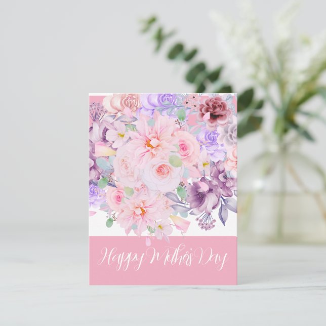 Vattenfärg Levande Blomsterbukett Anpassad Julkort (Skapare uppladdad)
