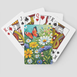 Vattenfärg Levande Vårblommor Mönster Casinokort