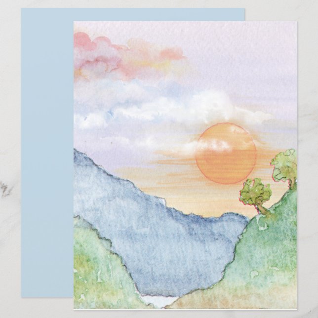 Vattenfärg liggande 8,5X11-skrapbok, Papper (Fram/baksida)