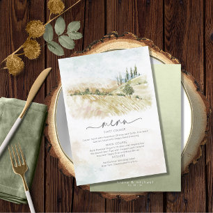 Vattenfärg liggande Bröllop Menu Sage Grönt-ID786