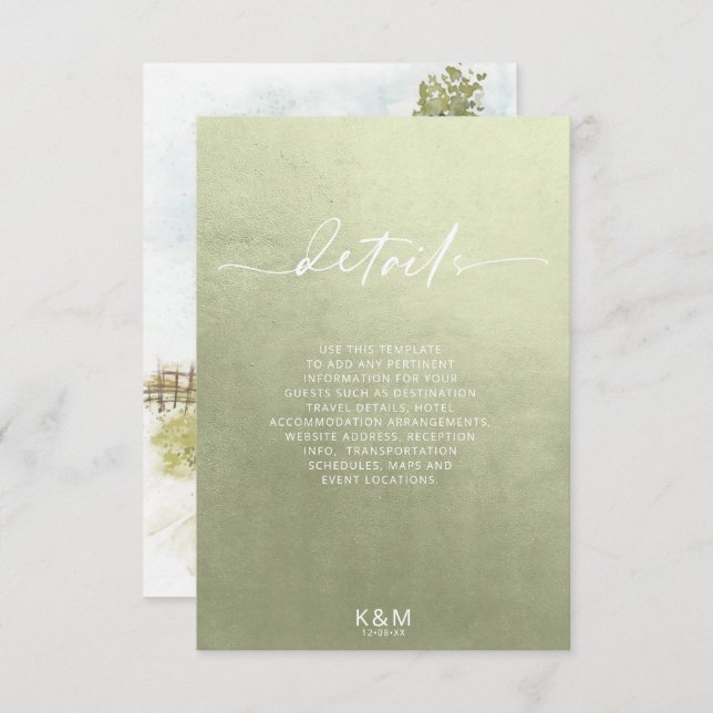 Vattenfärg liggande detaljsida Grönt-ID786 Tilläggskort (Fram/baksida)