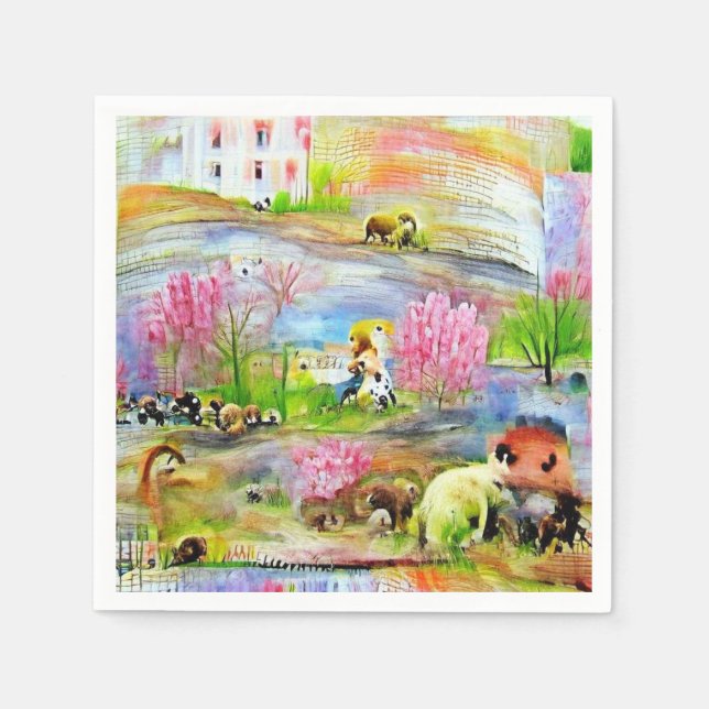 Vattenfärg liggande pappersservett (Framsidan)